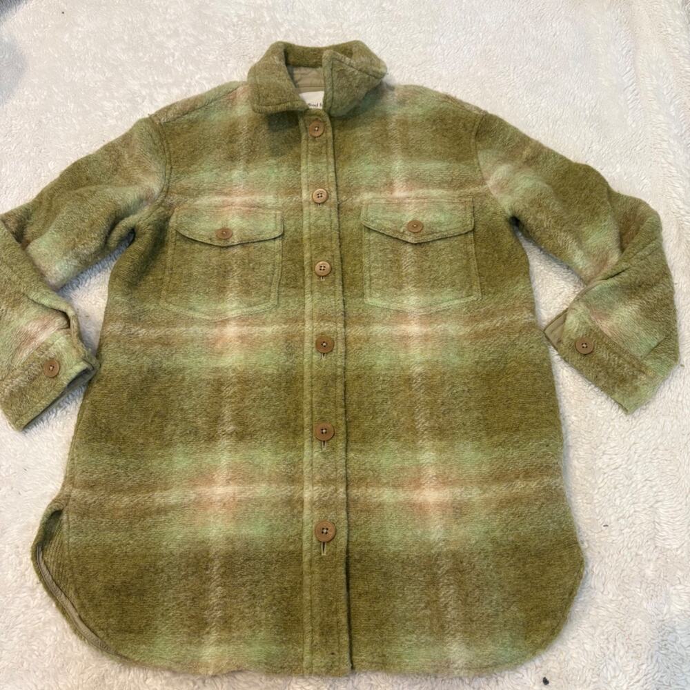 Aritzia Wilfred Ganna Plaid Jacket Wool Blend Green M Preppy College Chic Glam - Picture 1 of 6